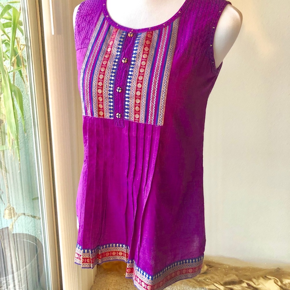 Vibrant Embroidered Purple Top from India